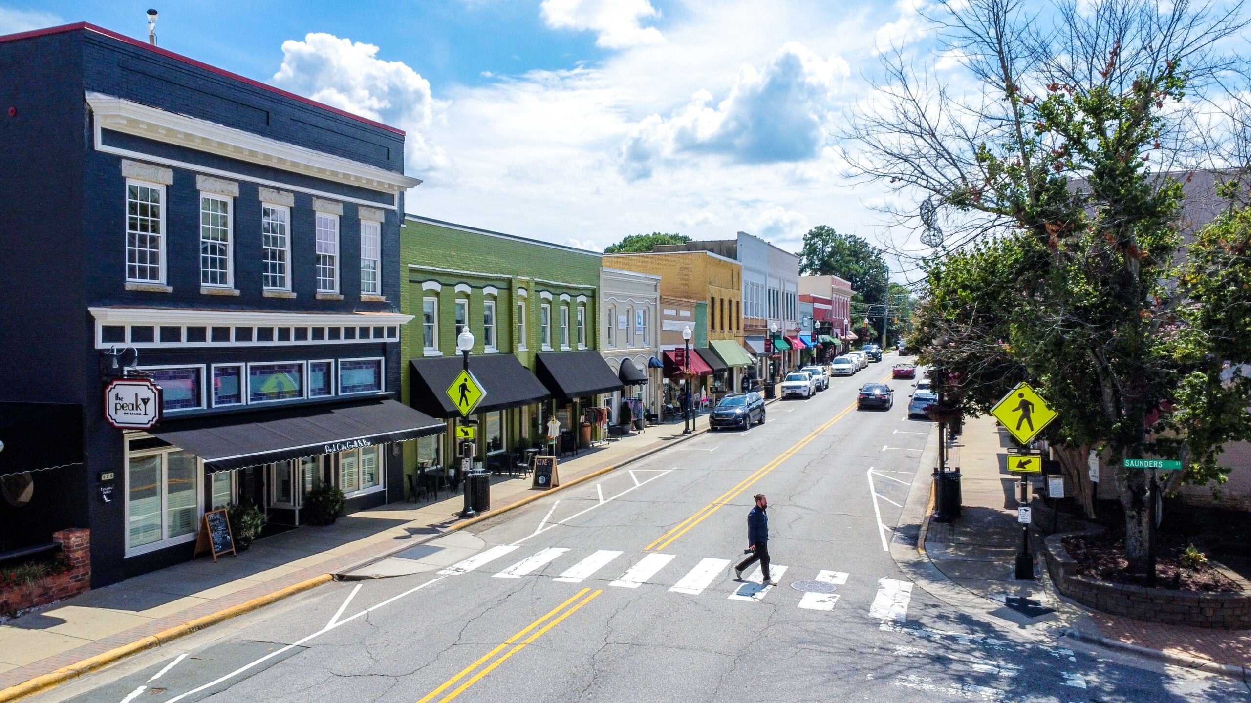Salem Street in Downtown Apex North Carolina near local shops and historic district